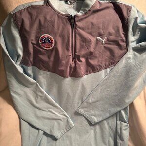 Puma Quarter Zip Pullover Keystone Aqua and Gray XL Shirt